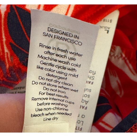 NWT ATHLETA Swimsuit Sz L One Piece Red Leaf Print Floral Paradaiso Ocean Pool - Picture 13 of 14